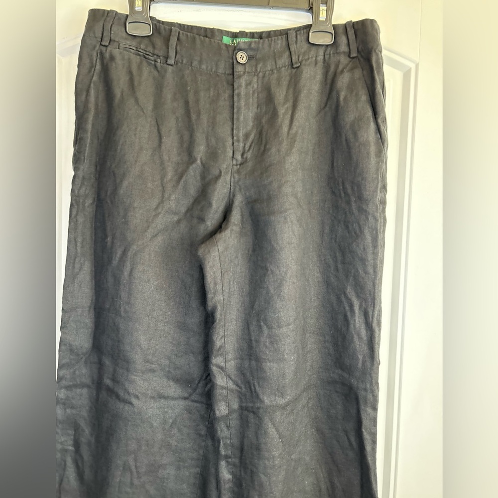 Lauren Ralph Lauren Gray 100% Linen Pants Sanderson Lined Green Label Women’s 12 - Picture 4 of 10
